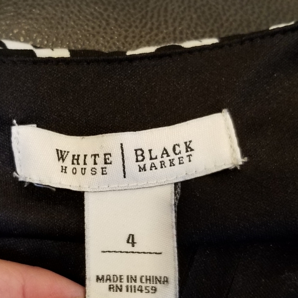 White House Black Market Dress Women’s 4 Black & White Sleeveless Faux Wrap - Picture 3 of 8